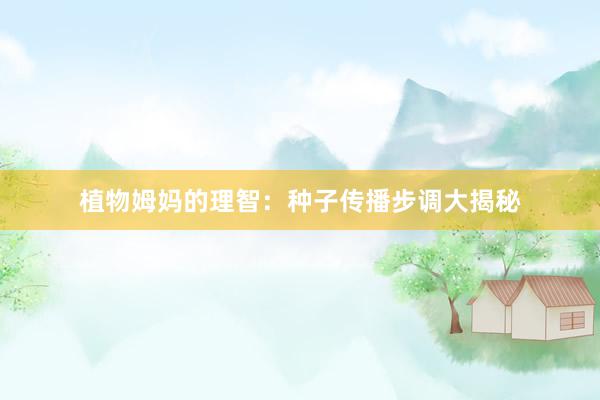 植物姆妈的理智：种子传播步调大揭秘